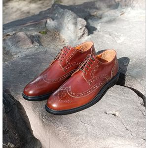 فروش اینترنتی کفش مردانه اداری چرم طبیعی مشکی مدل ویلسون قهوه ای