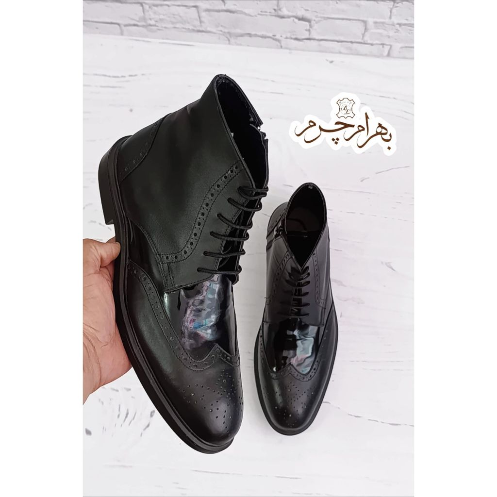 خرید انلاین نیم بوت مردانه چرم طبیعی پارامونت وسط ورنی تک سایز