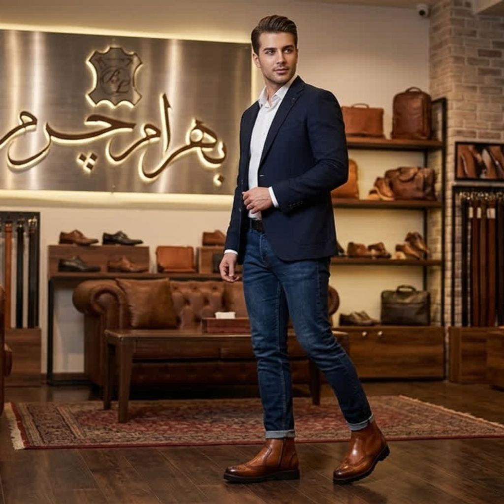 خرید آنلاین نیم بوت مردانه اسپرت چرم طبیعی برونو تک سایز