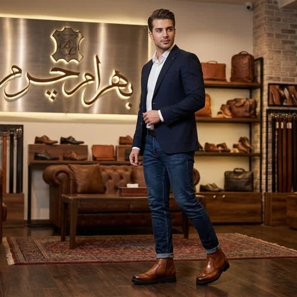 نیم بوت مردانه اسپرت چرم طبیعی برونو تک سایز