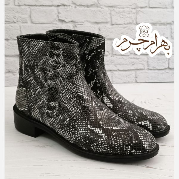 نیم بوت رسمی چرم طبیعی پوست ماری پک 2جفتی زنانه مردانه عمده