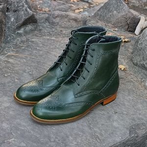 خرید اینترنتی نیم بوت چرم طبیعی یشمی پک 2جفتی زنانه مردانه عمده