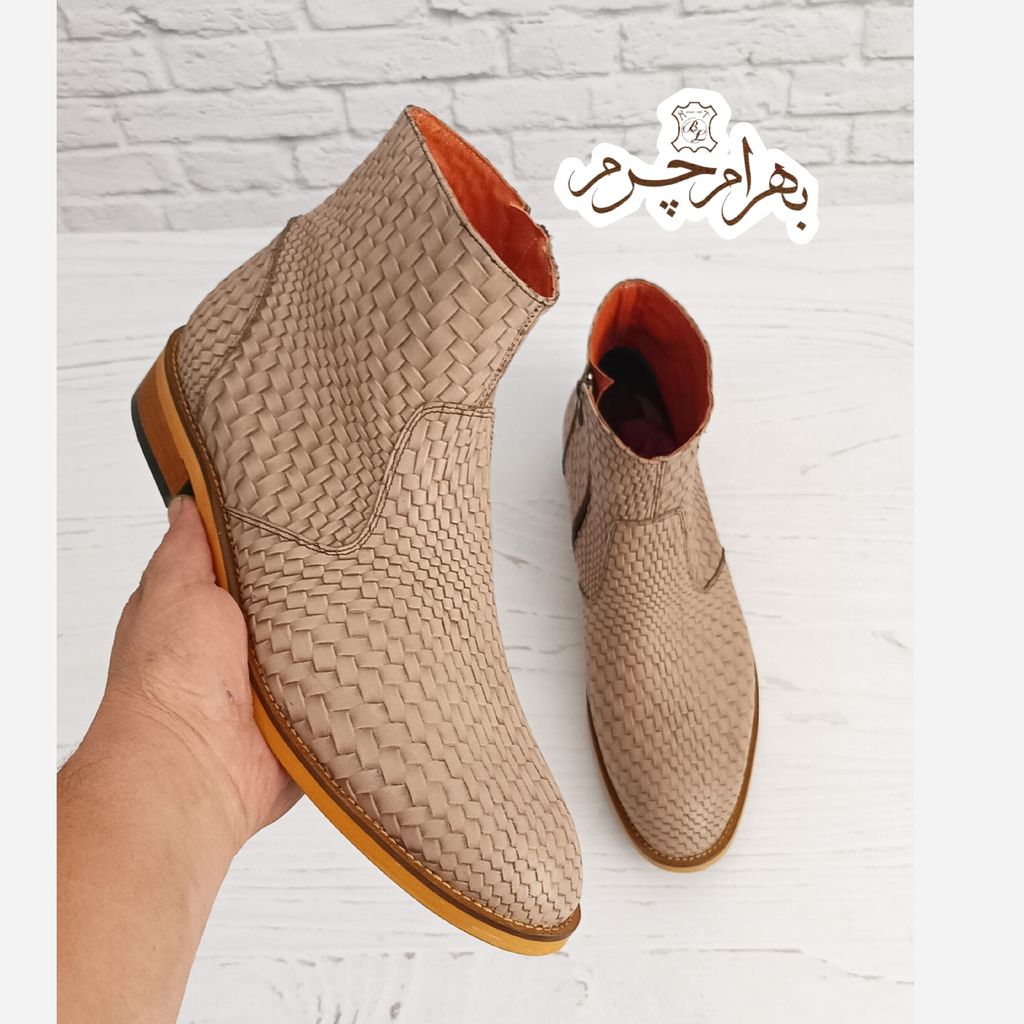 فروش اینترنتی نیم بوت مردانه چرم طبیعی آلپاین کروکودیلی ترک