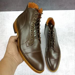 خرید اینترنتی نیم بوت مردانه رسمی چرم طبیعی مدل فیدل تک سایز
