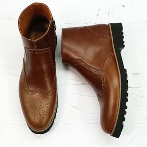 خرید اینترنتی نیم بوت مردانه اسپرت چرم طبیعی برونو قهوه ای تک سایز