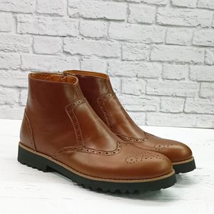 خرید اینترنتی نیم بوت مردانه اسپرت چرم طبیعی برونو قهوه ای تک سایز