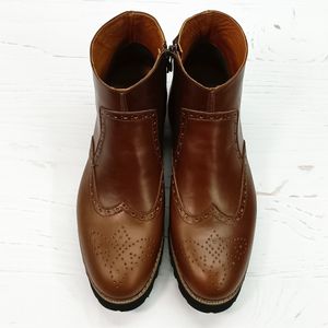 خرید اینترنتی نیم بوت مردانه اسپرت چرم طبیعی برونو قهوه ای تک سایز