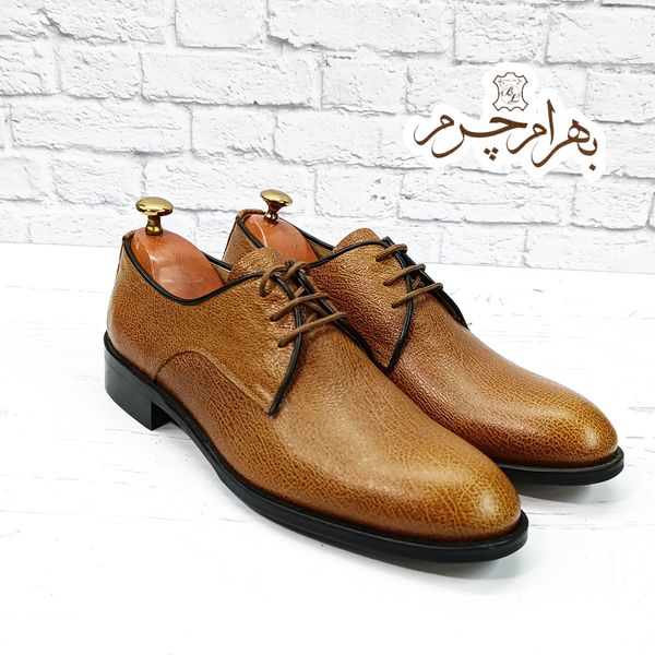 کفش مردانه مجلسی چرم طبیعی مدل آریزونا عسلی تک سایز