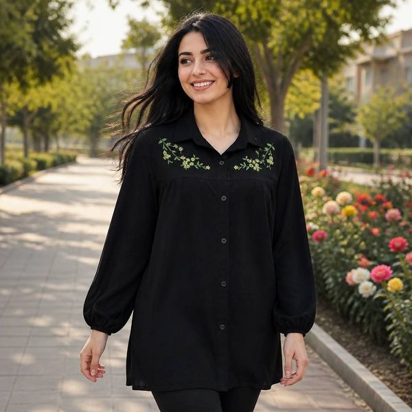 مانتو لنین زنانه دخترانه گلدوزی شده خنک سبک تن خور شیک