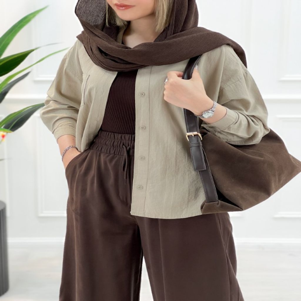 خرید اینترنتی قیمت شومیز کژوال زنانه لینن پارمیس - سیمانی