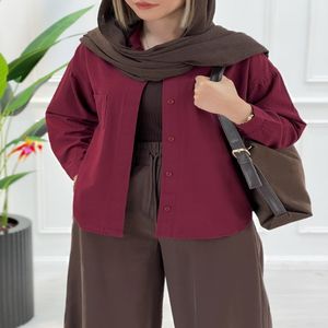 شومیز کژوال زنانه لینن پارمیس - زرشکی