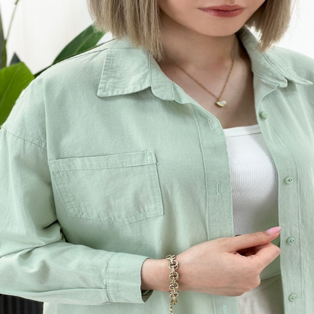 خرید اینترنتی قیمت شومیز کژوال زنانه لینن پارمیس - سبزتیره