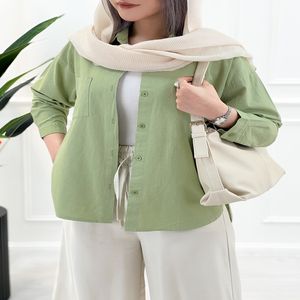 شومیز کژوال زنانه لینن پارمیس - سبزتیره