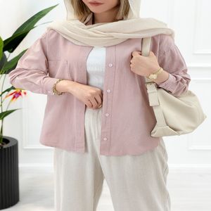 شومیز کژوال زنانه لینن پارمیس - کالباسی