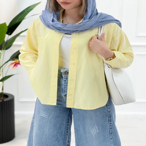 شومیز کژوال زنانه لینن پارمیس - لیمویی