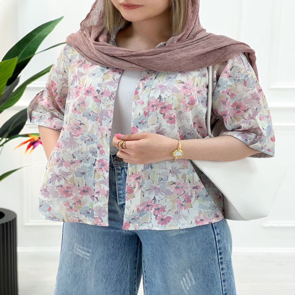 خرید اینترنتی قیمت شومیز مانتویی گلدار آرام زنانه - طرح2