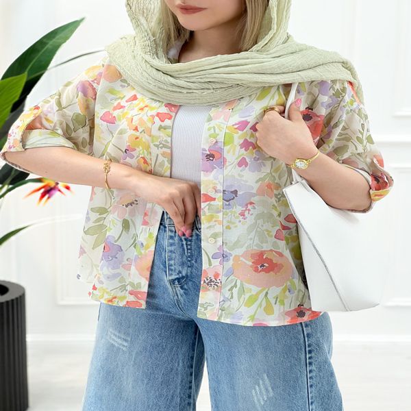 شومیز مانتویی گلدار آرام زنانه - طرح4