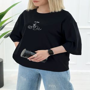 خرید اینترنتی قیمت تیشرت لانگ اورسایز زنانه چاپ مینیمال امیلیا