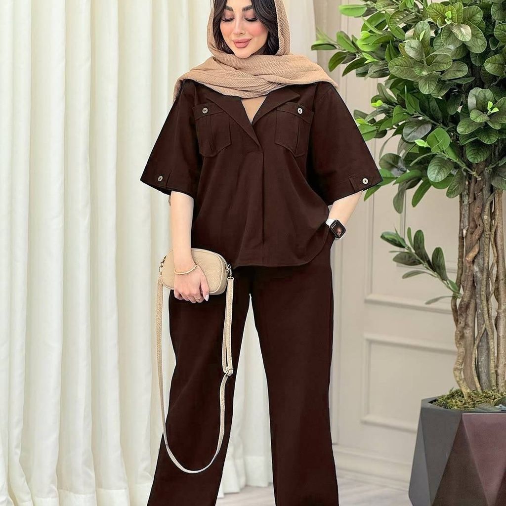 قیمت ارزان ست اسپرت شلوار شیک ترند جنس لنینت فری تا 46