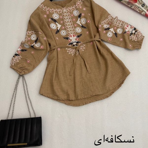 مانتو دخترانه شونیز مانتویی گلدوزی شیک شانتون درجه یک