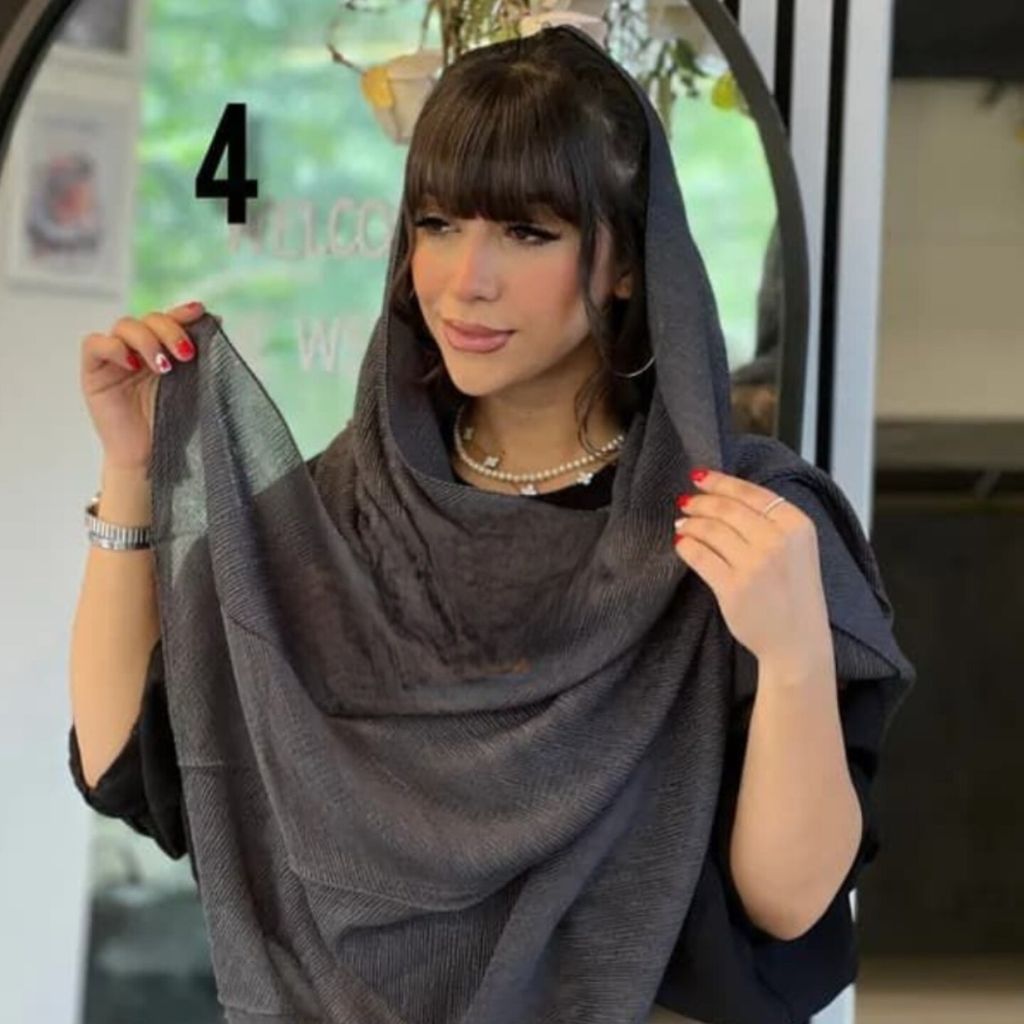 فروش اینترنتی شال نخی پلیسه تیغ ماهی تک رنگ