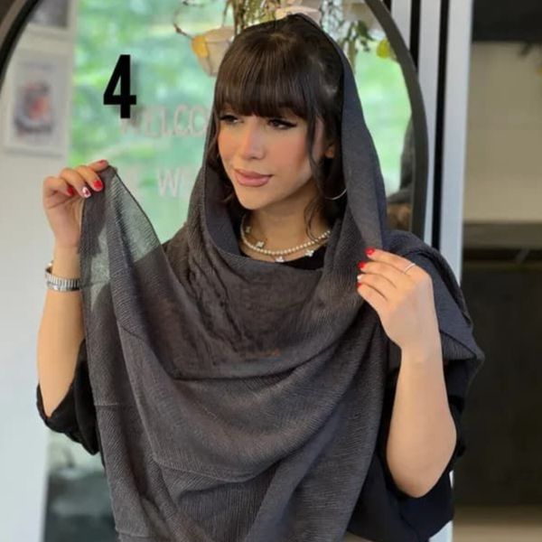 شال نخی پلیسه تیغ ماهی تک رنگ