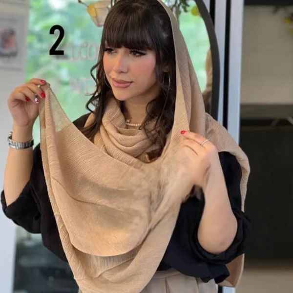 شال نخی پلیسه تیغ ماهی تک رنگ