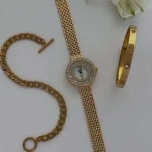 ساعت مچی زنانه هایدی قاب نگینی ضد آب مدل 1