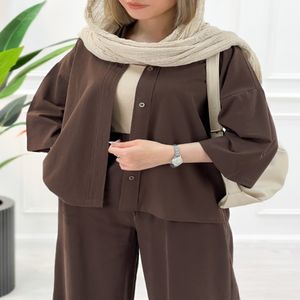 شومیز زنانه لینن سانیا - شکلاتی