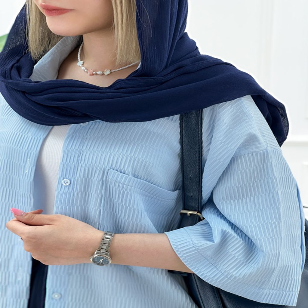 خرید اینترنتی قیمت شومیز زنانه آستین سه ربع مانلی - آبی