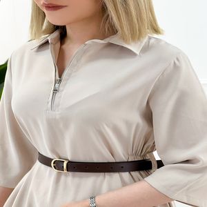 خرید اینترنتی قیمت پیراهن سیلک یقه زیپ - کرم