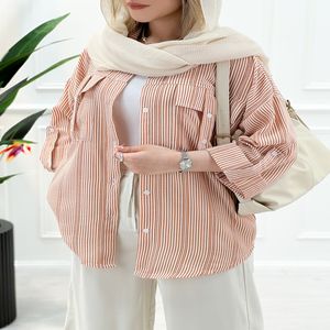 خرید اینترنتی قیمت شومیز مانتویی راه‌راه مایسا