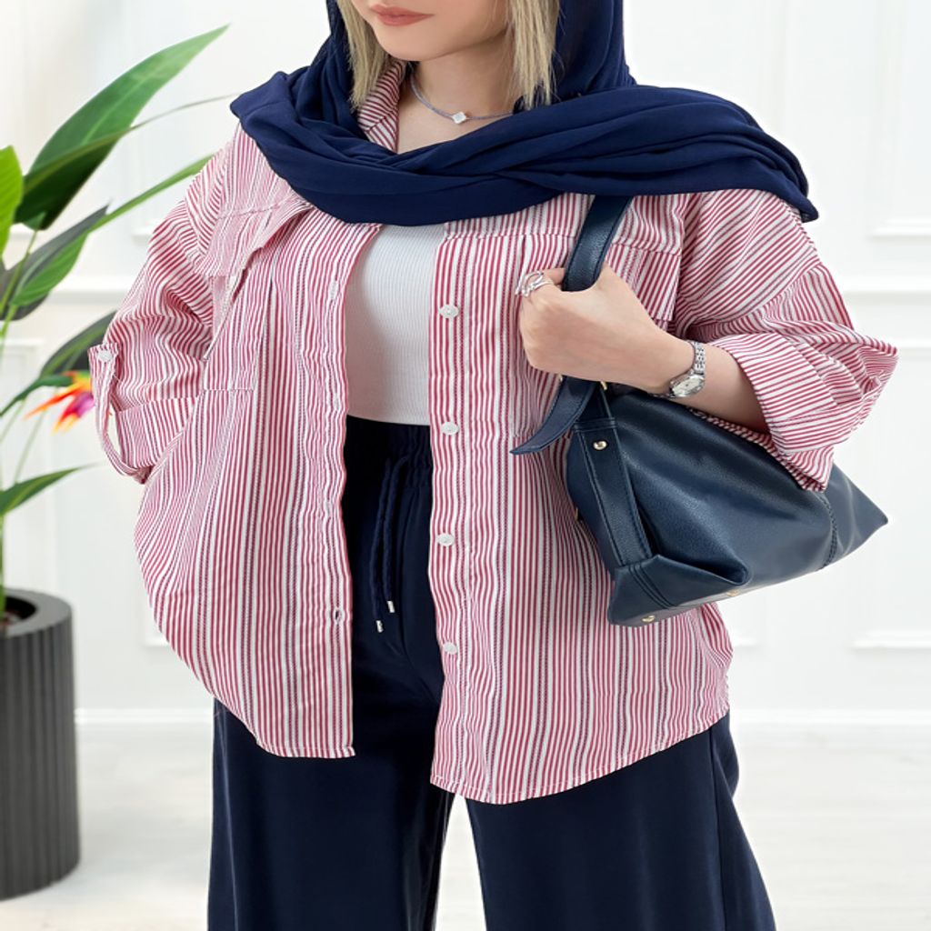 خرید اینترنتی قیمت شومیز مانتویی راه‌راه مایسا