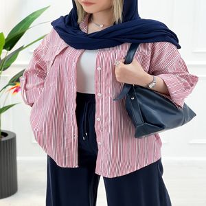 خرید اینترنتی قیمت شومیز مانتویی راه‌راه مایسا
