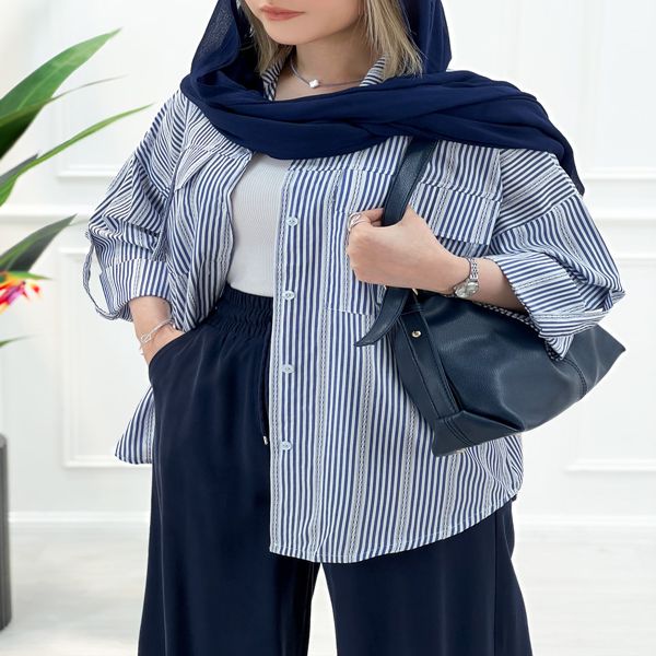شومیز مانتویی راه‌راه مایسا