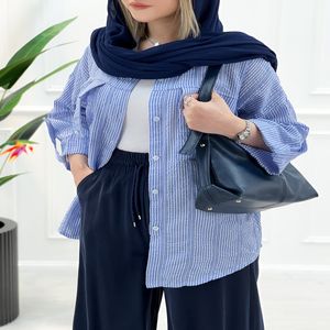 خرید اینترنتی قیمت شومیز مانتویی راه‌راه مایسا