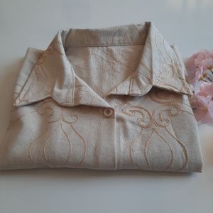 خرید اینترنتی قیمت شومیز زنانه لینن درجه1 فری سایز از 38 تا46 کد 5