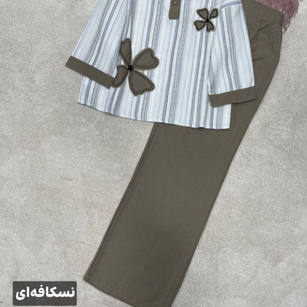 ست شومیز شلوار زنانه زیبا شیک جنس لنین کنفی