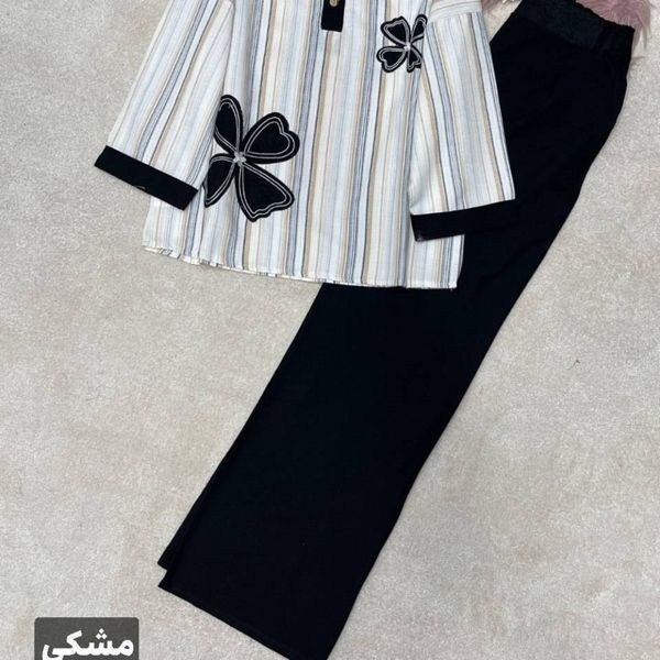 ست شومیز شلوار زنانه زیبا شیک جنس لنین کنفی