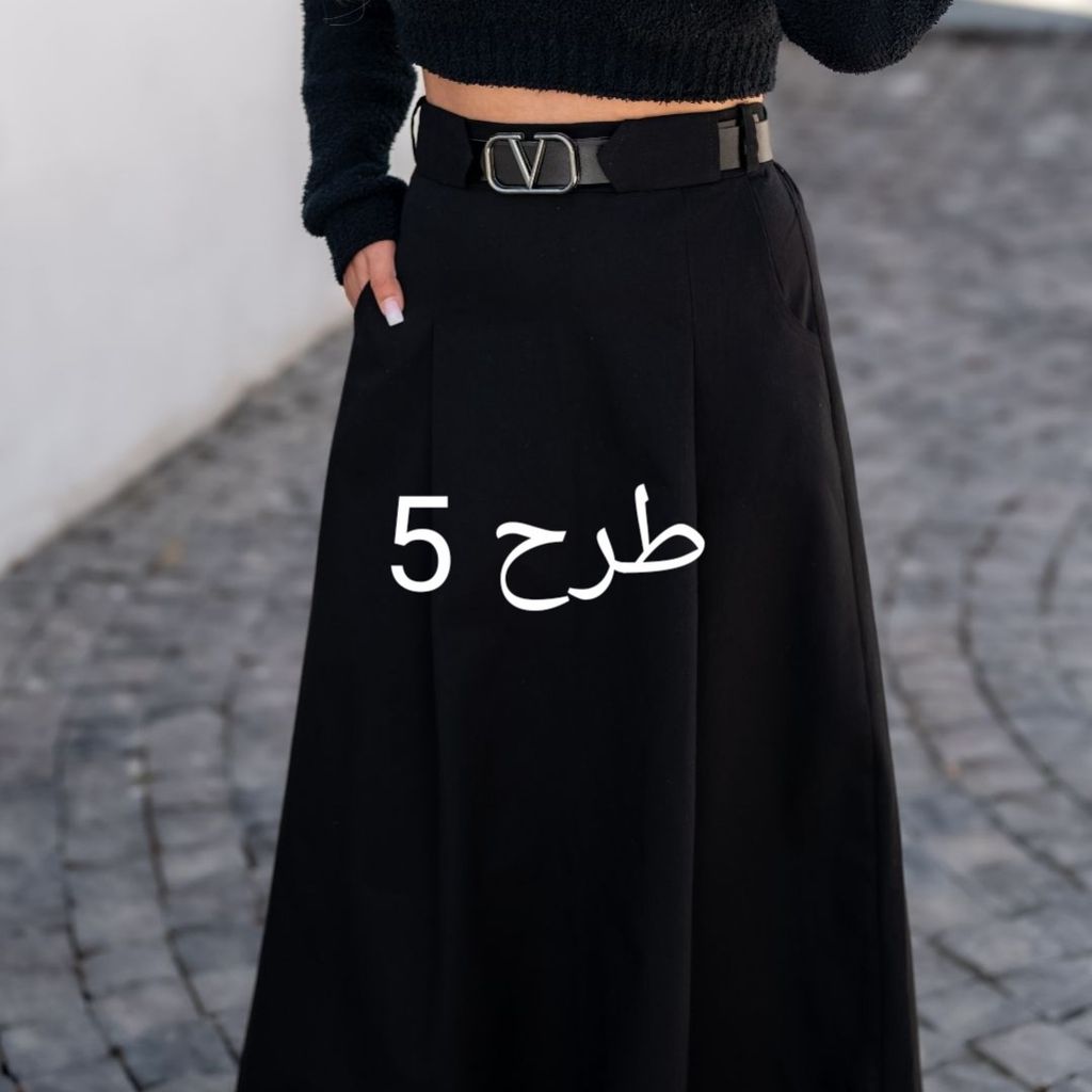 خرید اینترنتی دامن لینن کمربند چرم