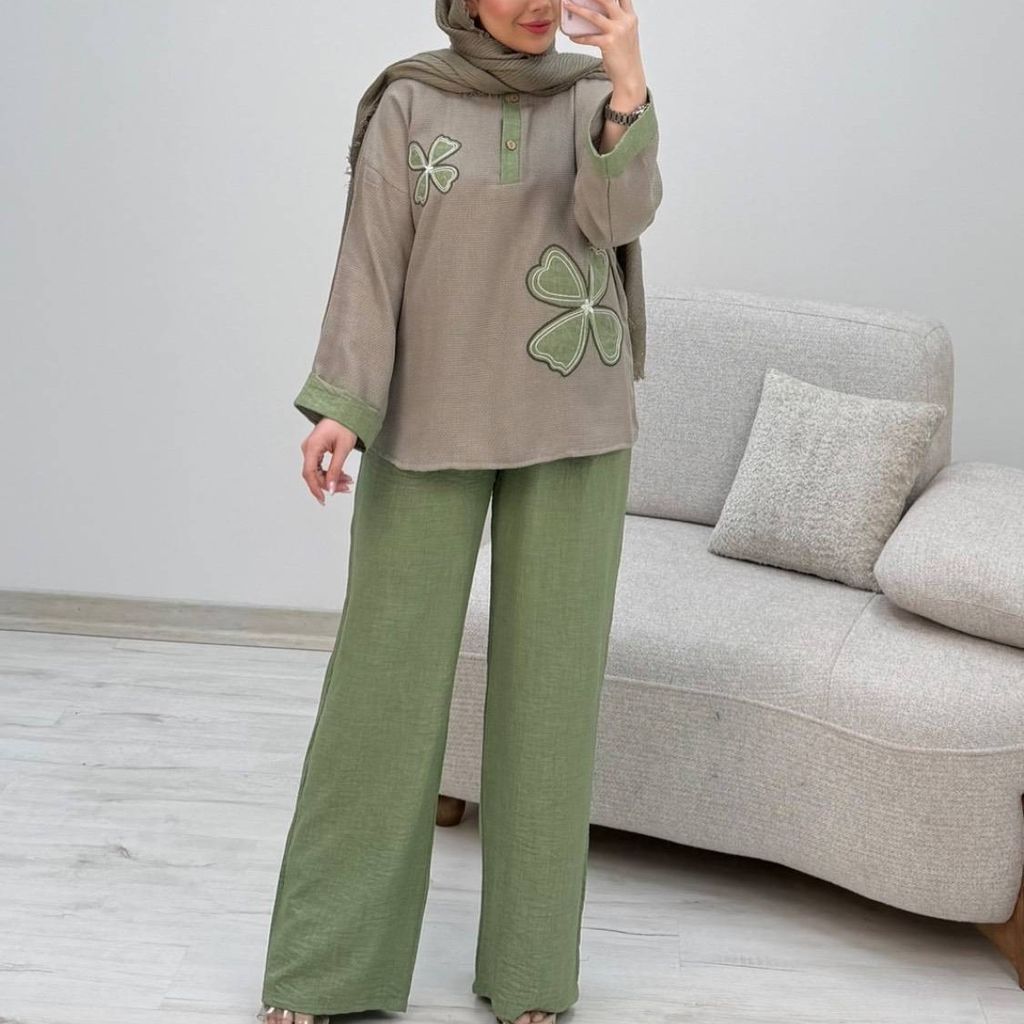 مشخصات شومیز شلوار زنانه دخترانه کنفی سبک راحت خنک