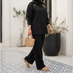 خرید اینترنتی قیمت ست تونیک شلوار ستیا مشکی