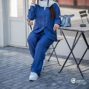 خرید اینترنتی قیمت ست تونیک شلوار ستیا سرمه ای