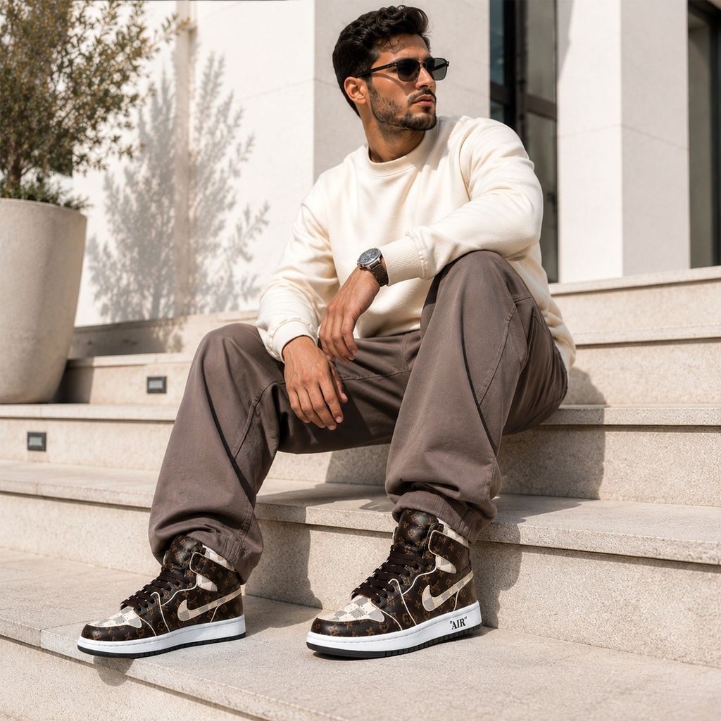 فروش اینترنتی کتانی نایک جردن وان ساقدار طرح لوییز ویتون Nike Jordan LV