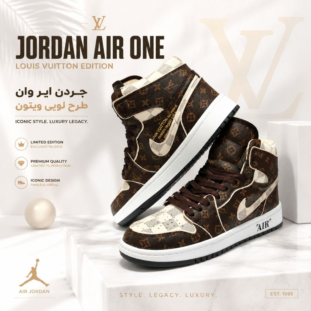 قیمت ارزان کتانی نایک جردن وان ساقدار طرح لوییز ویتون Nike Jordan LV