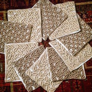 کاور کوسن مکرومه با پارچه زیپدار برگی