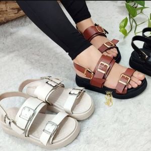 خرید اینترنتی کفش زنانه صندل زیره دو تیکه پیو شیک و جنس درجه یک رنگ کرم و عسلی