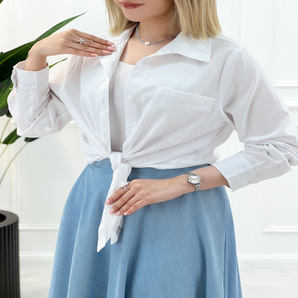 خرید اینترنتی قیمت شومیز جلو گره‌ای زنانه مبینا