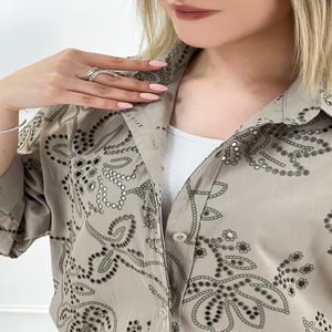 خرید اینترنتی قیمت شومیز مانتویی سوزندوزی گلوریا - نسکافه‌ای
