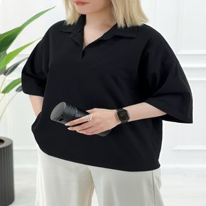 خرید اینترنتی قیمت تیشرت یقه‌دار زنانه تکرنگ مژگان